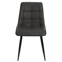 Tessa Grey PU Leather Dining Chairs With Metal Legs In Pair