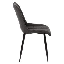 Tessa Grey PU Leather Dining Chairs With Metal Legs In Pair