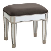 Rose Mirrored Dressing Stool With Fabric Seat In Silver