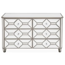 Rose Mirrored Chest Of 6 Drawers In Silver