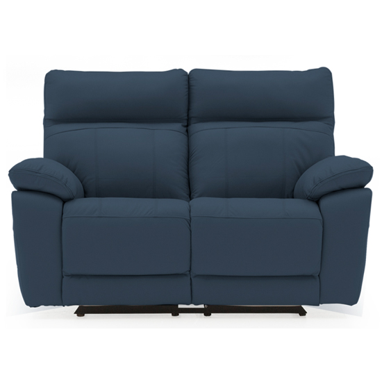 Posit Recliner Leather 2 Seater Sofa In Indigo Blue