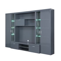 Roma Entertainment Unit Grey With High Gloss Fronts And LED