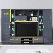 Roma Entertainment Unit Grey With High Gloss Fronts And LED