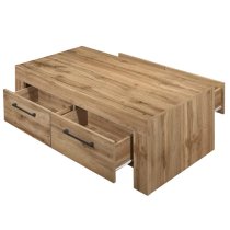 Canton Wooden Coffee Table With 4 Drawers In Oak