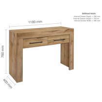 Canton Wooden Console Table With 2 Drawers In Oak