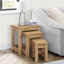 Canton Wooden Nest Of 3 Tables In Oak