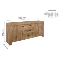 Canton Wooden Sideboard With 2 Doors And 3 Drawers In Oak