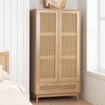 Coralie Wooden Wardrobe With 2 Doors And 1 Drawer In Oak