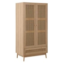 Coralie Wooden Wardrobe With 2 Doors And 1 Drawer In Oak