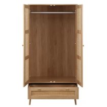 Coralie Wooden Wardrobe With 2 Doors And 1 Drawer In Oak