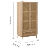 Coralie Wooden Wardrobe With 2 Doors And 1 Drawer In Oak