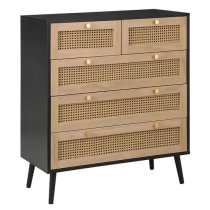 Coralie Wooden Chest Of 5 Drawers In Black