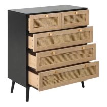 Coralie Wooden Chest Of 5 Drawers In Black