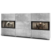 Bronx Sideboard 2 Doors 3 Drawer In Concrete Grey With LED