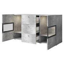 Bronx Sideboard 2 Doors 3 Drawer In Concrete Grey With LED