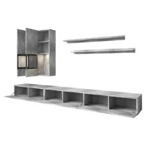 Bronx Entertainment Unit In Concrete Grey With LED Lighting