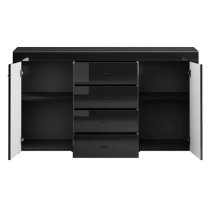 Glens High Gloss Sideboard With 2 Doors In Black And LED