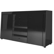 Glens High Gloss Sideboard With 2 Doors In Black And LED