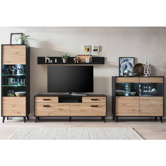 Aliso Wooden Living Room Furniture Set In Artisan Oak With LED