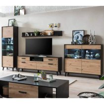 Aliso Wooden Living Room Furniture Set In Artisan Oak With LED