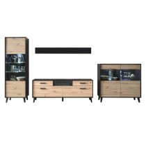 Aliso Wooden Living Room Furniture Set In Artisan Oak With LED