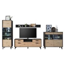 Aliso Wooden Living Room Furniture Set In Artisan Oak With LED