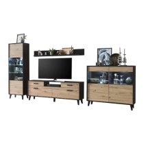 Aliso Wooden Living Room Furniture Set In Artisan Oak With LED