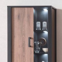 North Wooden Display Cabinet Tall In Okapi Walnut With LED