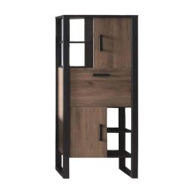 North Wooden Display Cabinet Tall With 3 Doors In Okapi Walnut