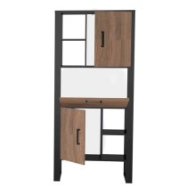 North Wooden Display Cabinet Tall With 3 Doors In Okapi Walnut