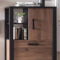 North Wooden Display Cabinet Tall With 3 Doors In Okapi Walnut