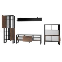 North Wooden Living Room Furniture Set 1 In Okapi Walnut