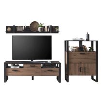 North Wooden Living Room Furniture Set 2 In Okapi Walnut