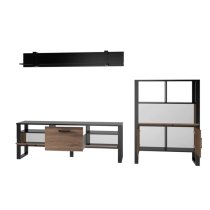 North Wooden Living Room Furniture Set 2 In Okapi Walnut