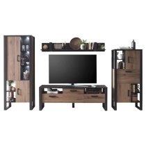 North Wooden Living Room Furniture Set 3 In Okapi Walnut With LED