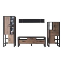 North Wooden Living Room Furniture Set 3 In Okapi Walnut With LED