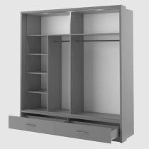 Allen Wardrobe With 2 Sliding Doors And Drawers In Matt Grey