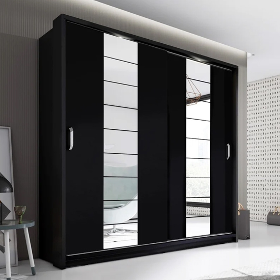 Allen Large Wardrobe With 2 Sliding Doors In Matt Black