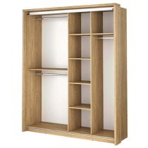 Allen Medium Wardrobe With 2 Sliding Doors In Shetland Oak