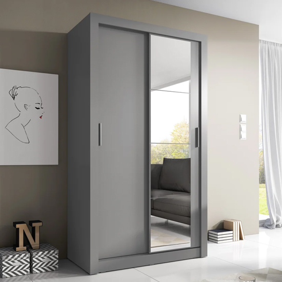 Aliso Wardrobe With 2 Sliding Doors In Matt Grey