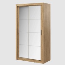 Aliso Wardrobe With 2 Mirror Sliding Doors In Shetland Oak