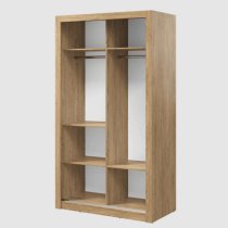 Aliso Wardrobe With 2 Mirror Sliding Doors In Shetland Oak