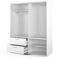 Aliso Wardrobe With 2 Sliding Doors With Drawers In Matt White