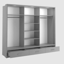 Aliso Wardrobe With 3 Sliding Doors In Matt Grey With LED