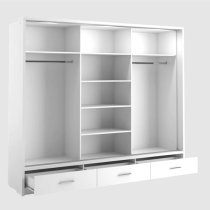 Aliso Wardrobe With 3 Sliding Doors In Matt White With LED