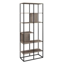 Erie Wooden Bookcase With 5 Shelves In Grey Wash