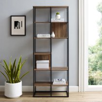 Erie Wooden Bookcase With 5 Shelves In Reclaimed Barnwood