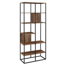 Erie Wooden Bookcase With 5 Shelves In Reclaimed Barnwood