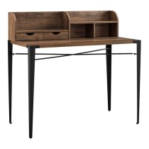 Gilford Wooden Laptop Desk With Hutch Industrial In Dark Walnut