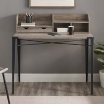 Gilford Wooden Laptop Desk With Hutch Industrial In Grey Wash